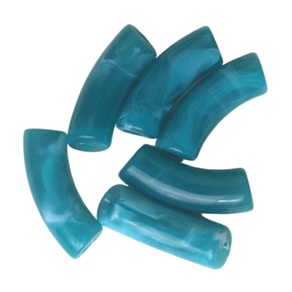 Halo Elbow Tube Acrylic Beads 36mm Glossy Curved Mixed Colors 50pcs 15