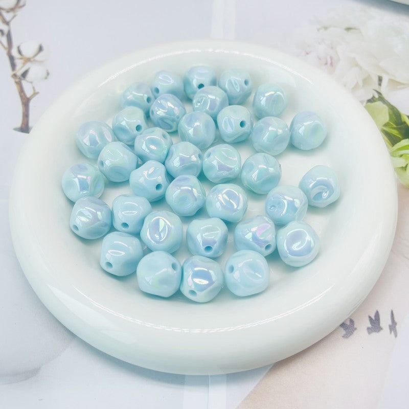 Glow Fig Acrylic Beads 16mm Cream Color Pastel Iridescent 10pcs 7