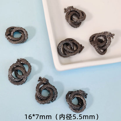 Coiled Dragon Metal Beads 16mm 3D Detailed Mythical Design 10pcs 4