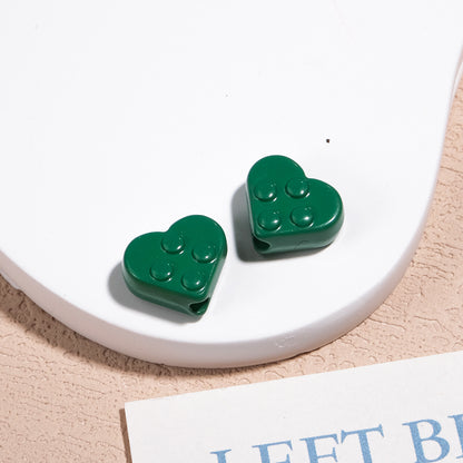 Painted Heart Acrylic Beads 12mm Glossy Raised Dot Detail 50pcs 19