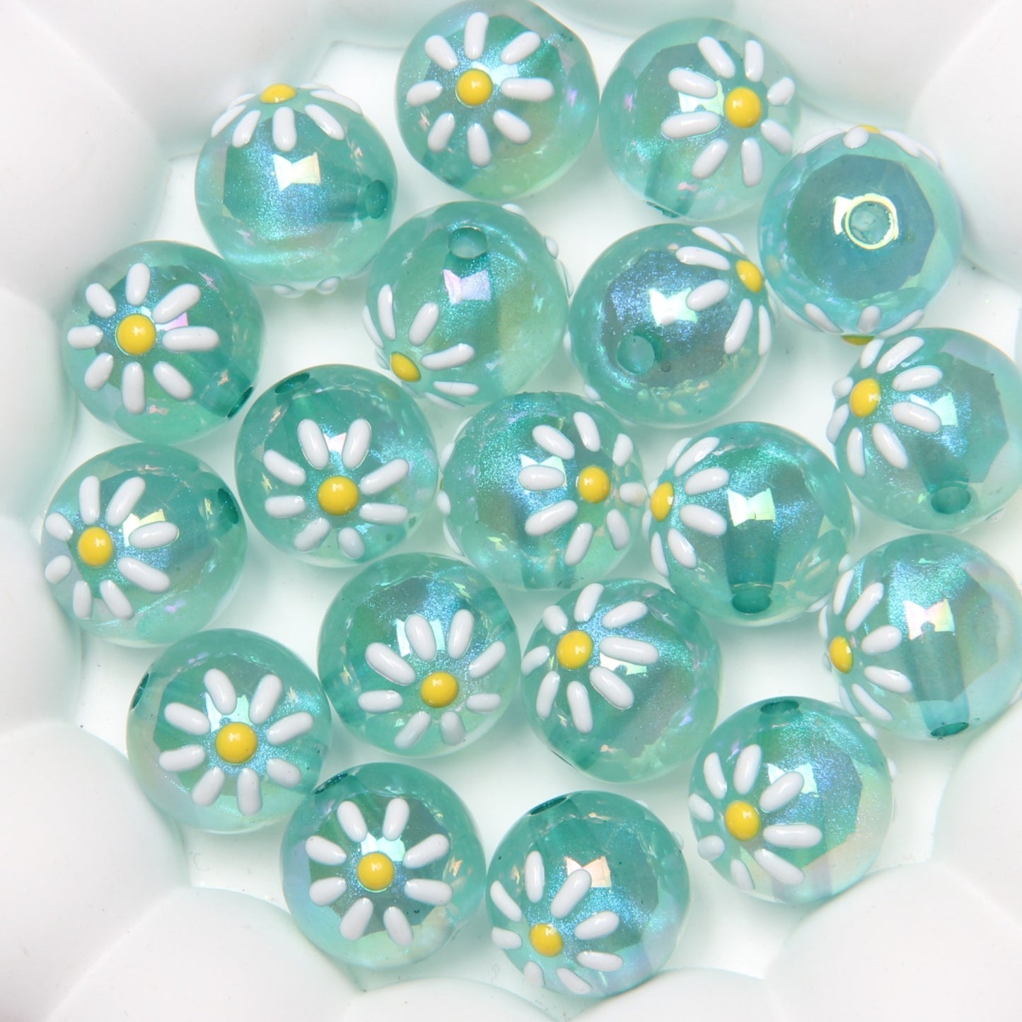 Hand Painted Daisy Bee Series Acrylic Beads 16mm Colorful Glossy 10pcs 2