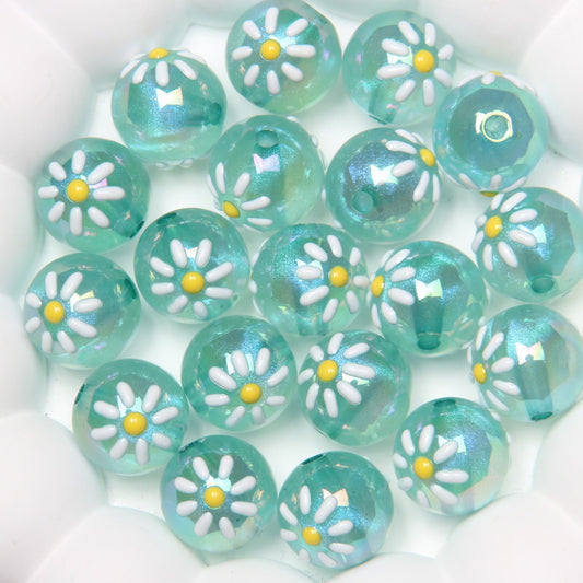 Hand Painted Daisy Bee Series Acrylic Beads 16mm Colorful Glossy 10pcs 2