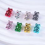 Plating Teddy Bear Acrylic Beads 18mm Metallic Colored 100pcs 2