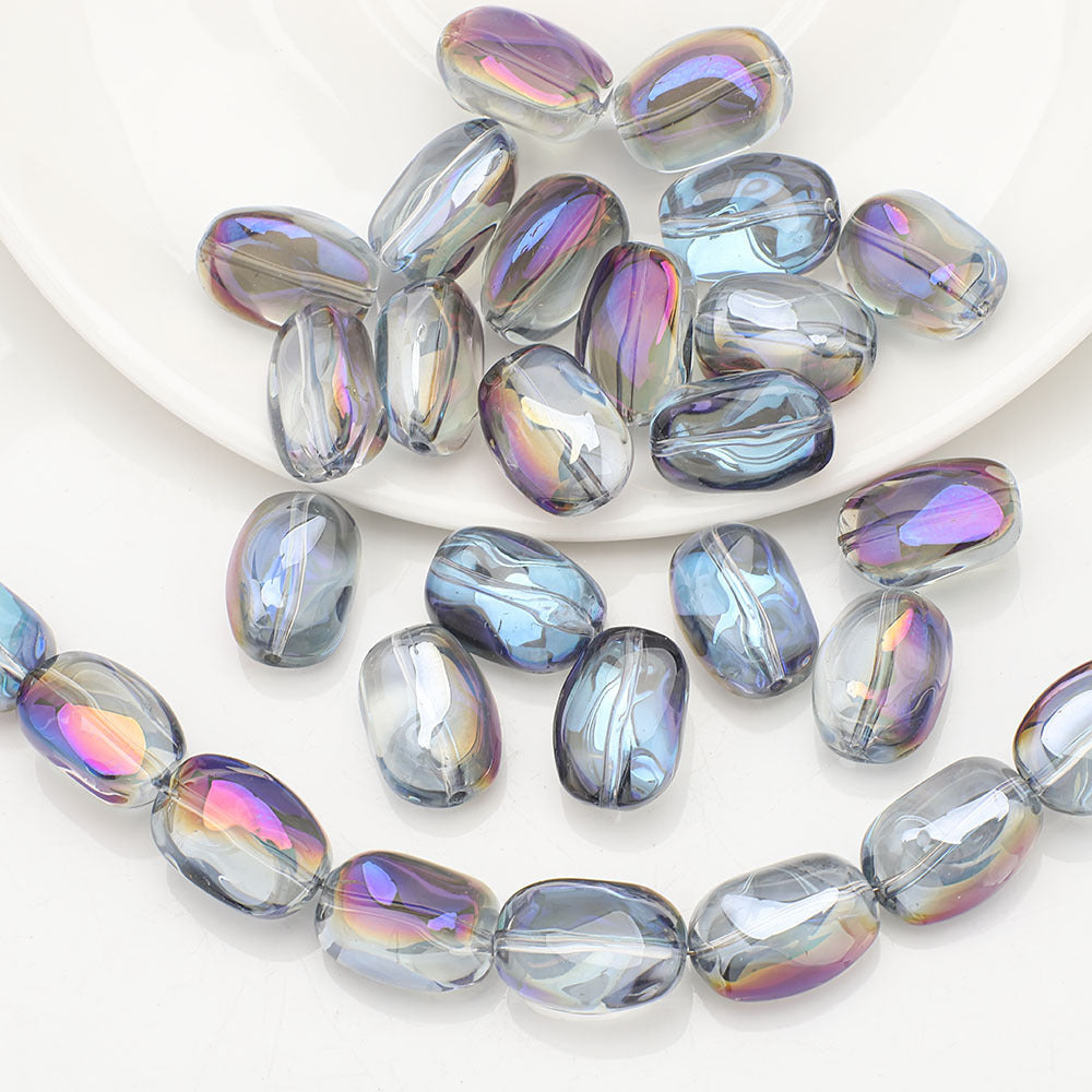 Electroplated Irregular Stone Glass Beads 11x15mm Multicolor 40pcs 16