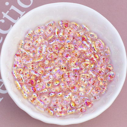 Acrylic Peanut Spacer Beads 4x6mm Transparent Plating Filled 50pcs 6