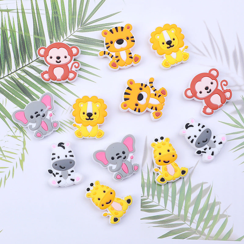 Silicone Focal Beads Animal Lion Tiger Smiling Face 20pcs 4