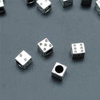 Square Metal Beads 7mm Silver Dice Zinc Alloy 100pcs