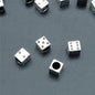 Square Metal Beads 7mm Silver Dice Zinc Alloy 100pcs