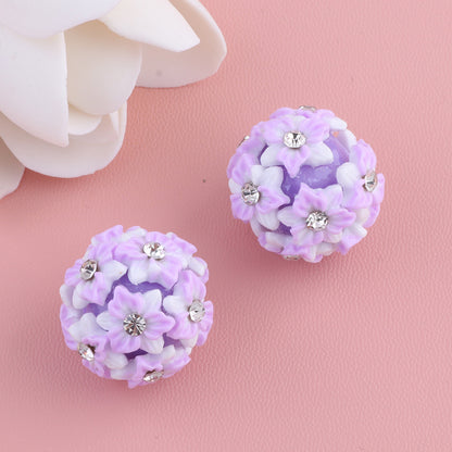 Embellished Bubblegum Beads 22mm Gradient Six Petal Flower Cluster 5pcs 11