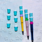 Silicone 3D Focal Beads Fresh Blue Cup Front Facing 20pcs 3