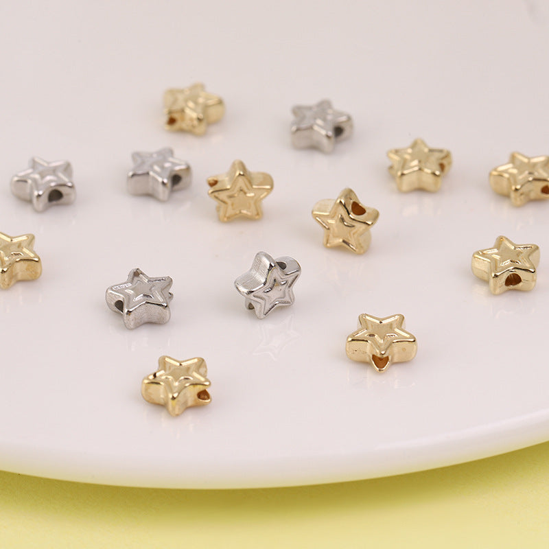 Double-Layer Star Acrylic Beads 6mm Metallic Gold Silver 200pcs 2