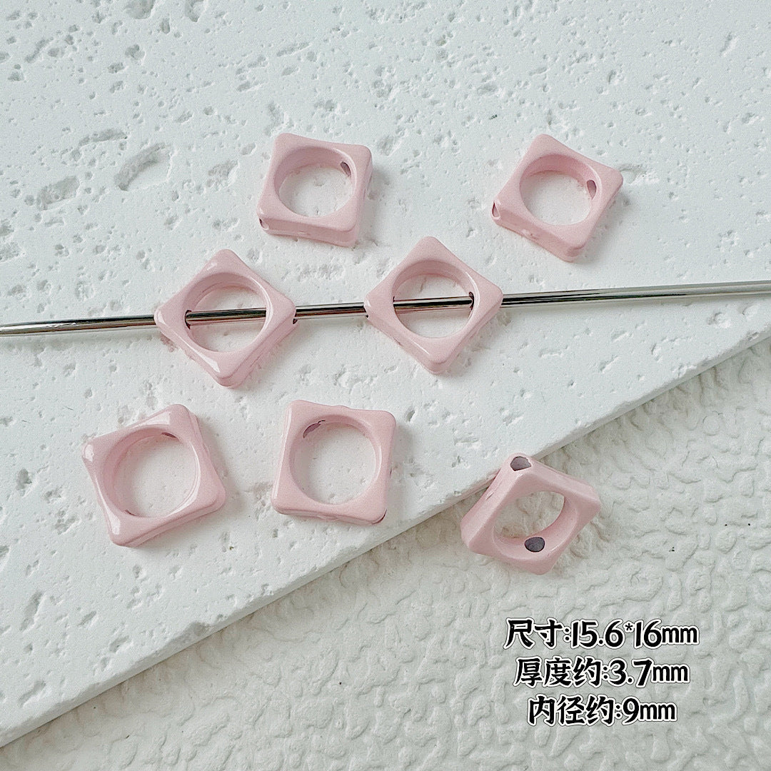 Heart Circle Floral Metal Beads Painted Solid Color Bulk 20pcs 15