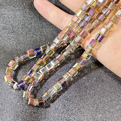 Square Transparent Glass Beads 8mm Clear Iridescent Shine 50pcs 22