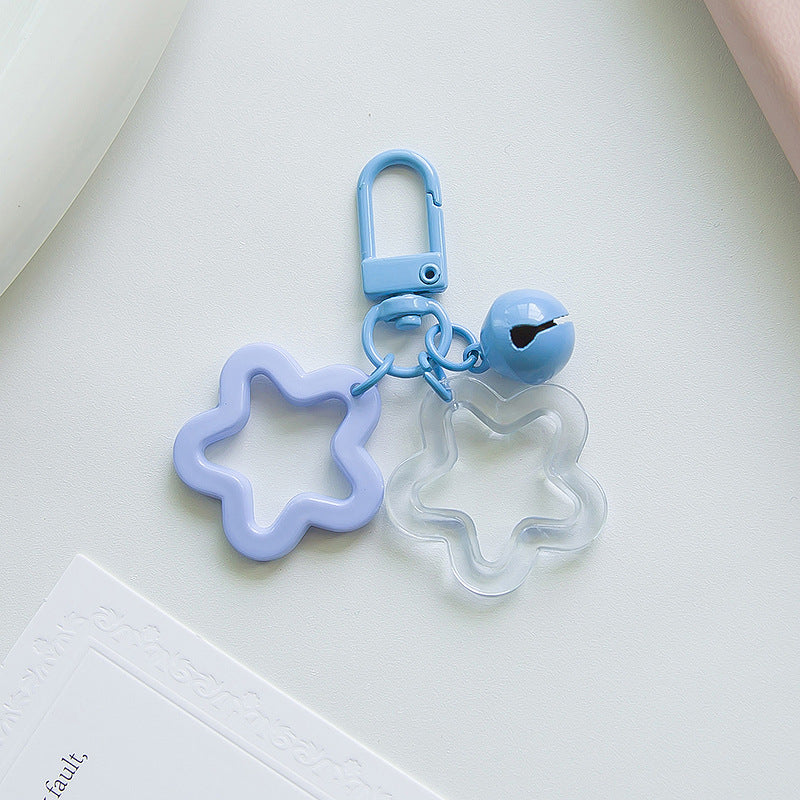 Acrylic Hollow Pentagram Star Keychain with Glossy Bell Charm 9