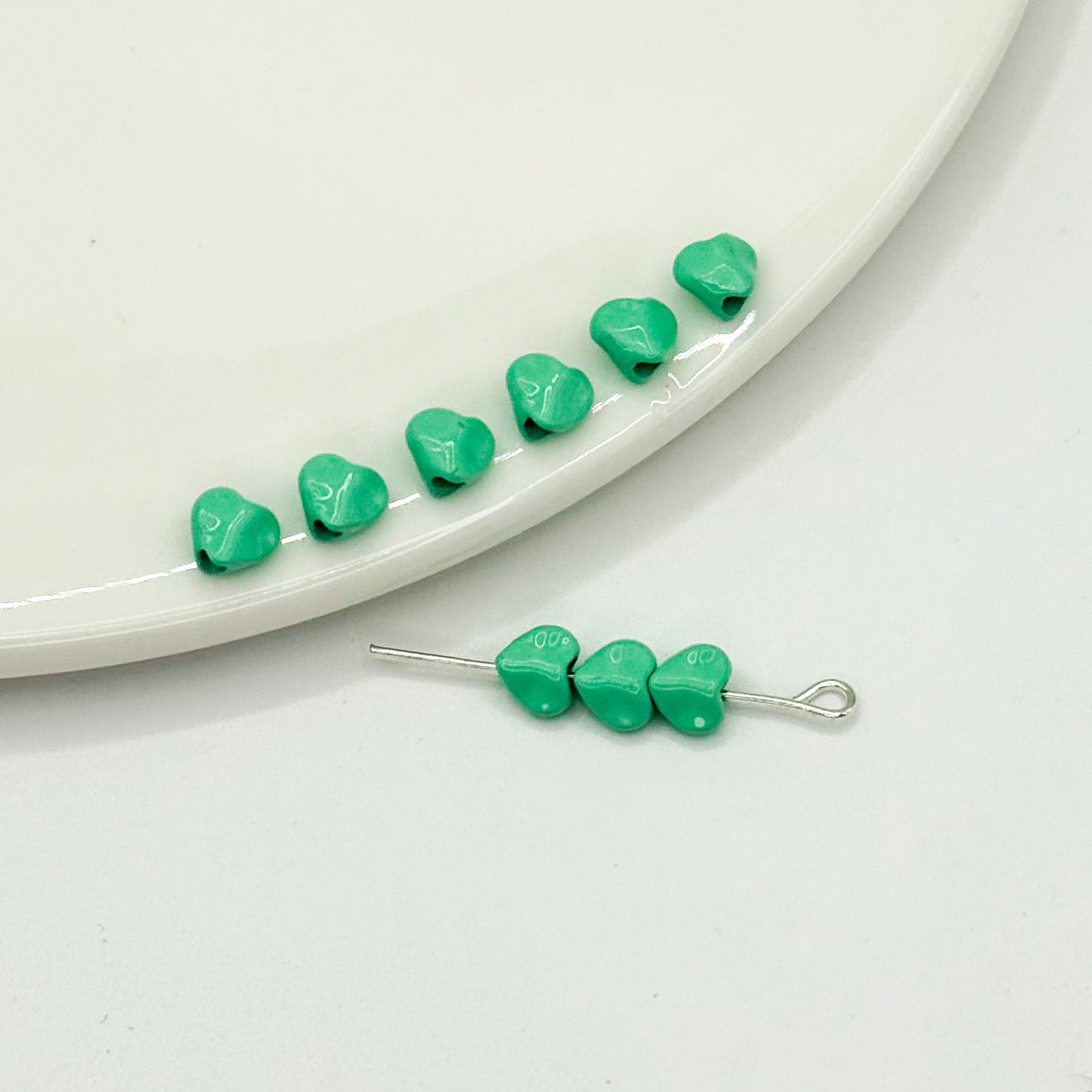 Heart Metal Beads 5mm Baking Painted Glossy Alloy 30pcs 15