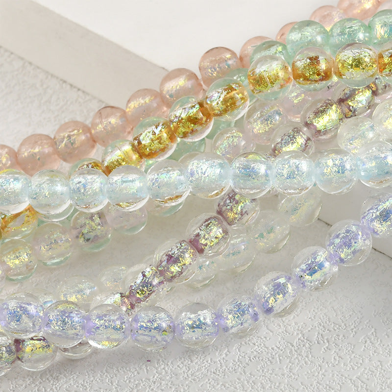 Lampwork Glass Beads Iridescent Silver Foil Filled 10mm 10pcs 5