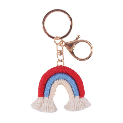 Cotton Braided Tassel Crochet Rainbow Keychain Plush Material 8