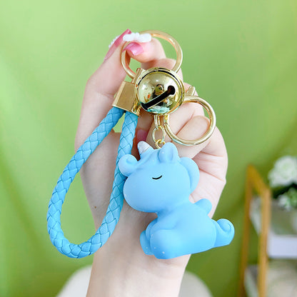 Resin Unicorn Keychain Pastel Snowflake Braided Strap with Bells 7