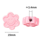 Painted Smiley Face Sunflower Acrylic Beads 19mm Colorful Glossy 50pcs 3