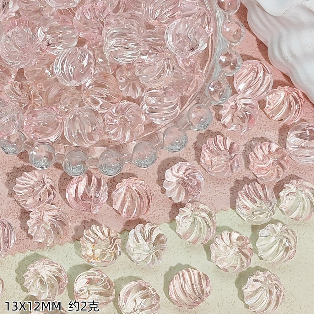 Swirl Striped Round Glass Beads 13mm Pastel Mixed Colors 50pcs 7