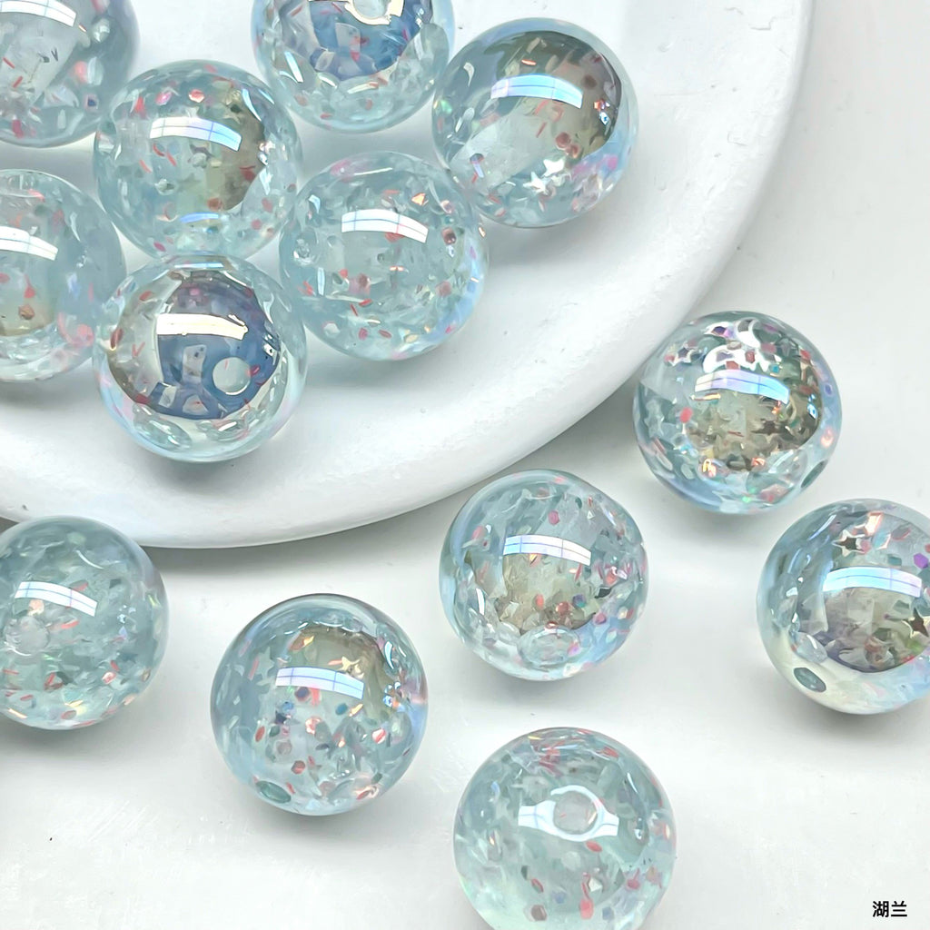 Clear Sparkle Glitter Resin Beads 16mm Round 10pcs 8