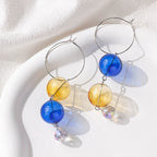 Clear Blown Glass Beads 12-18mm Multi Color Smooth Round 4pcs 2