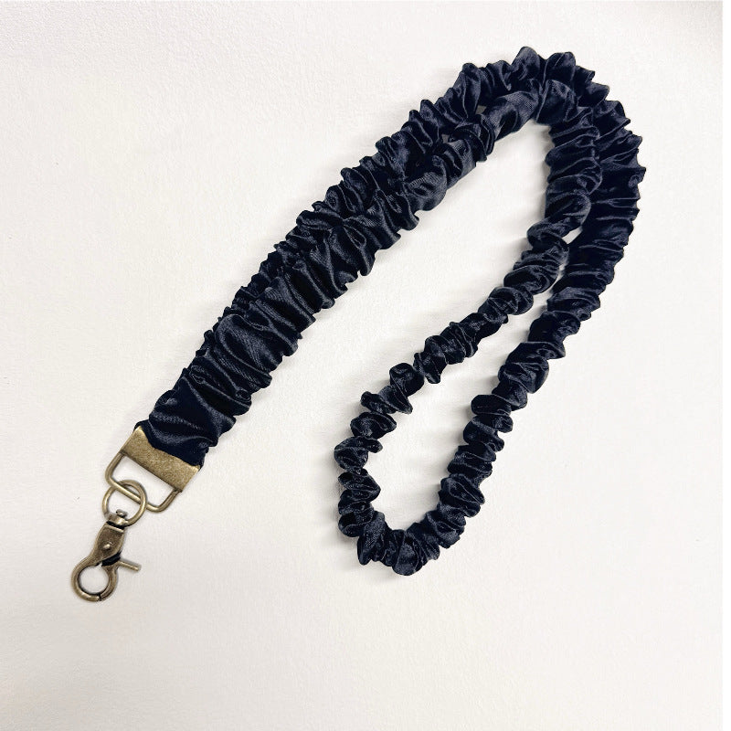 Stretchy Satin Scrunchie Lanyard Keychain Ruched Texture 49cm 1pc 12