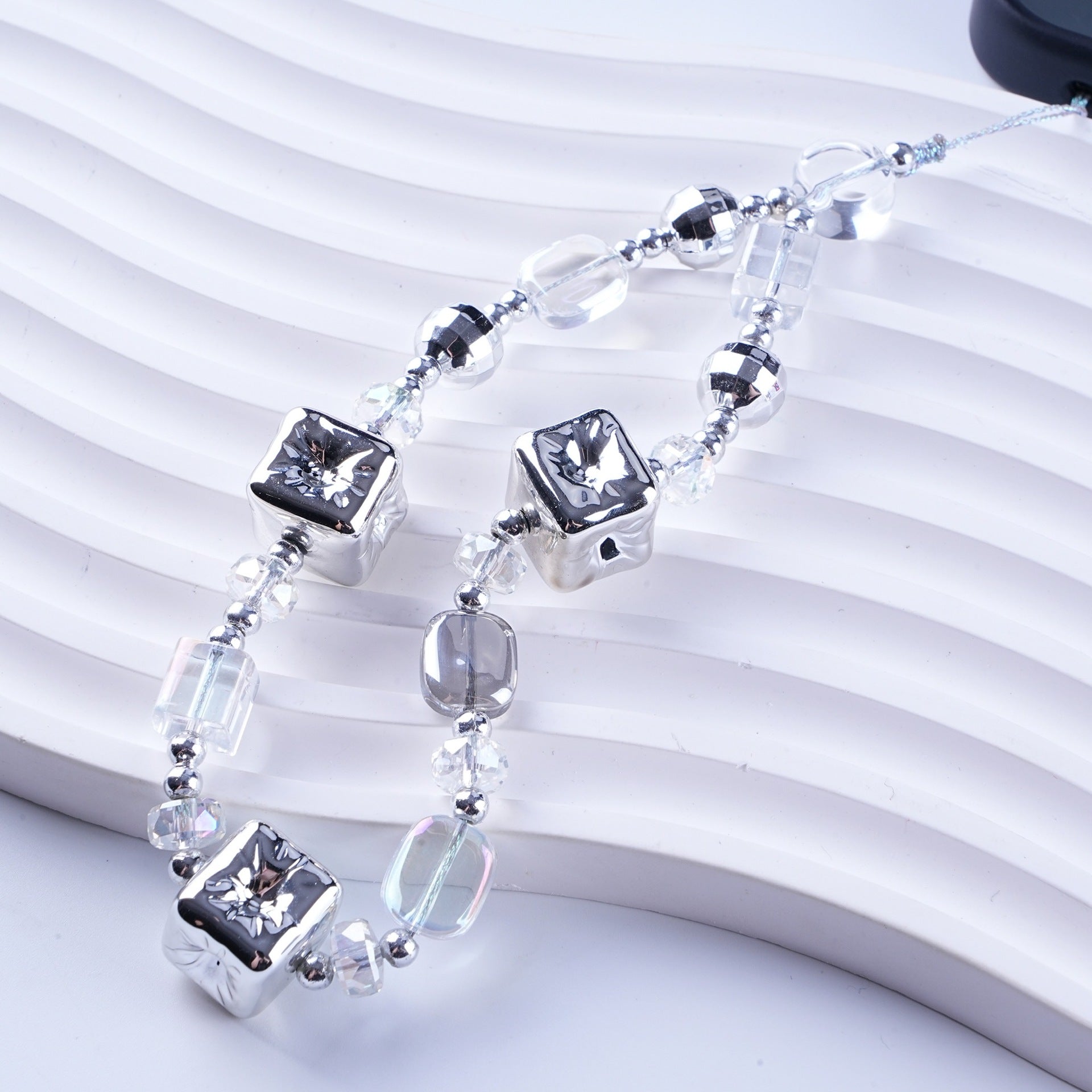 Metallic Balloon Concave Square Acrylic Beads 14mm Glossy 50pcs 3