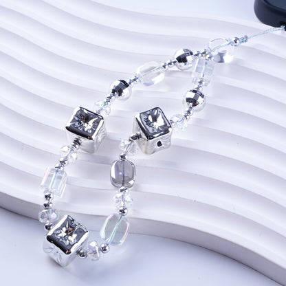 Metallic Balloon Concave Square Acrylic Beads 14mm Glossy 50pcs 3