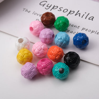 Colored Yarn Ball Acrylic Beads 12mm Large Hole 100pcs