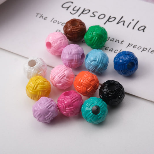 Colored Yarn Ball Acrylic Beads 12mm Large Hole 100pcs