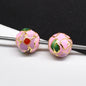 Flower Leaf Pattern Metal Beads 6/8/10mm Colorful Cloisonne Enamel 10pcs 18