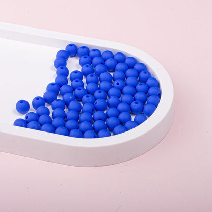 Solid Color Rubberized Round Acrylic Beads 8mm 17