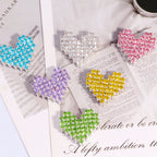 Double-Sided Heart Rhinestone Beads 19mm Full Color Alloy 6pcs
