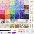 Heishi Clay Beads 6mm Polymer Colorful Mixed With Alphabets and Charms 1box 4800pcs