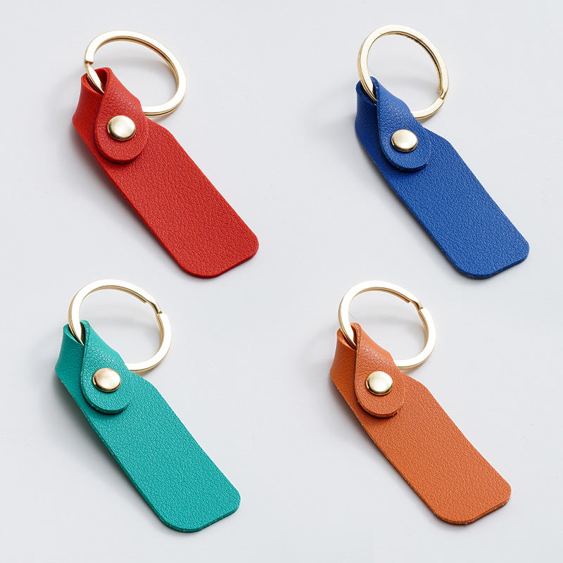 Alien Leather Keychain with Gold Rivet Accent Colorful