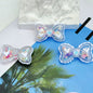 Hand Painted Bow Acrylic Beads 40mm Colorful Heart Design 5pcs 7
