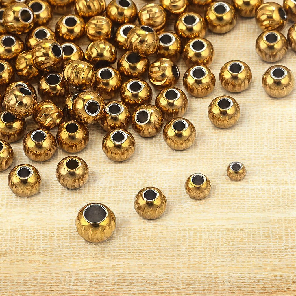 Stainless Steel Round Metal Beads 3-10mm Color Retaining Knife Grain 20pcs 4