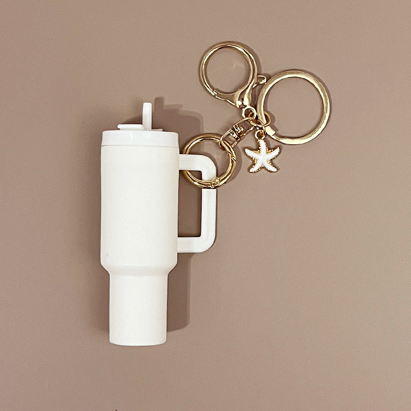 Mini Tumbler Keychain with Starfish Charm Plastic Beach Theme 2pcs 9