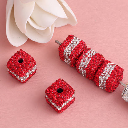 Polymer Clay Cube Rhinestone Beads 24mm Waistline Sparkle 5pcs 8