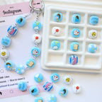 Doraemo Series Acrylic Square Beads 13mm Light Blue White 20pcs