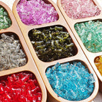 Bamboo Brushed Transparent Glass Beads 6x12mm Mixed Colors 50pcs 3
