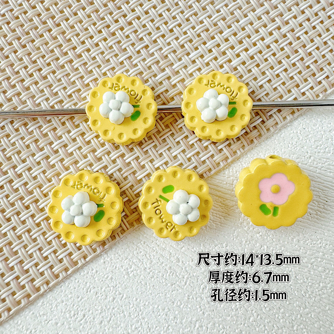 Disc Metal Beads 13mm Baking Painted Rabbit and Flower Alloy 10pcs 21