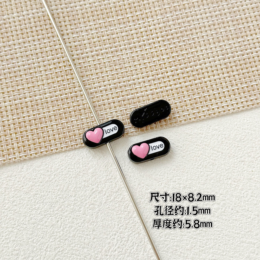 Heart Metal Beads 15-18mm Baking Painted Cherry Blossom Kitten Design 10pcs 24