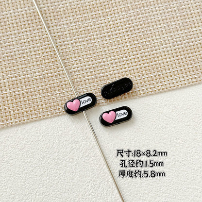 Heart Metal Beads 15-18mm Baking Painted Cherry Blossom Kitten Design 10pcs 24