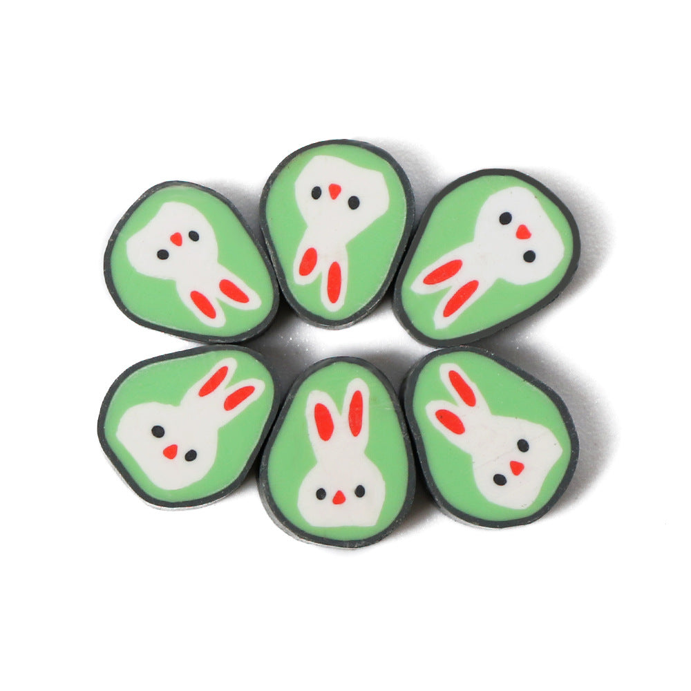 Easter Bunny Clay Beads 13mm Polymer Adorable Pattern 100pcs 5
