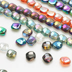 Electroplated Oblique Square Glass Beads 12mm Transparent Iridescent 20pcs 4