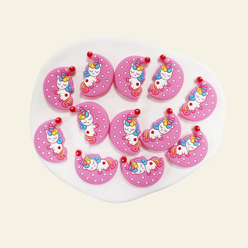 Silicone Focal Beads Lunar Unicorn Holding Moon 20pcs 16