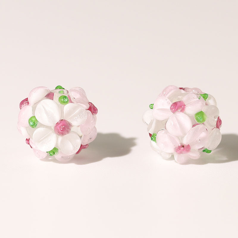 Lampwork Glass Beads Handmade Flower Ball 15mm Multicolor 10pcs 5