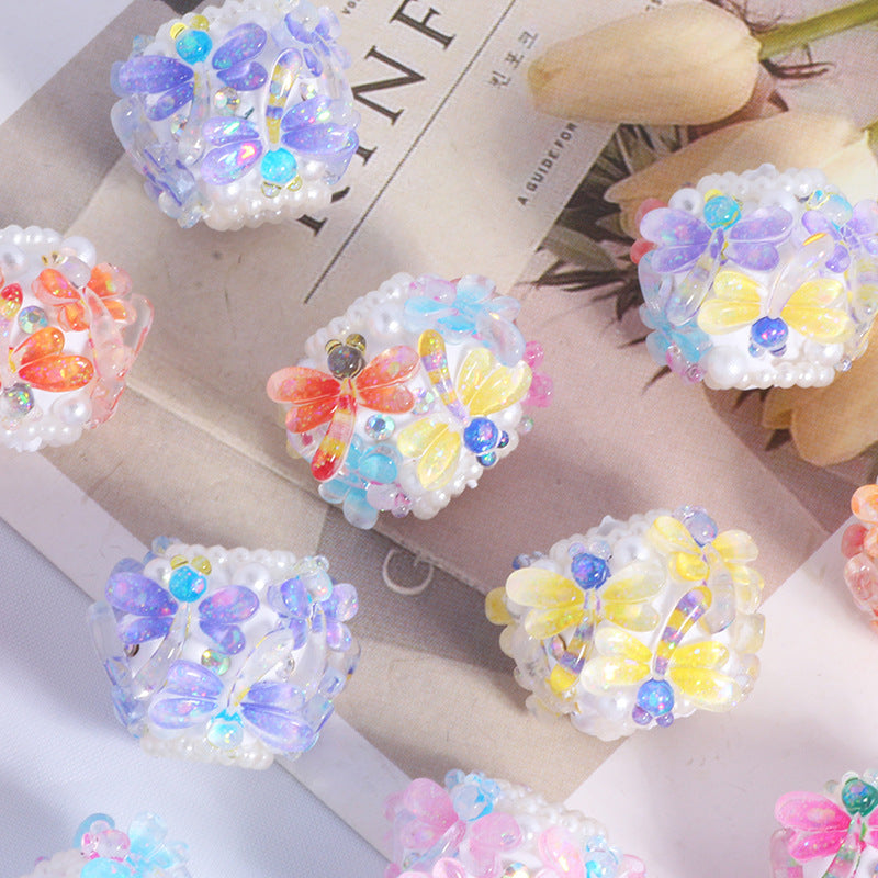 Embellished Dragonfly Clay Beads 22mm Vibrant Translucent Insects 5pcs 3